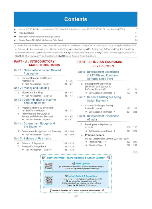 Oswaal CBSE Question Bank Chapterwise and Topicwise SOLVED PAPERS Class 12 Economics For Exam 2026