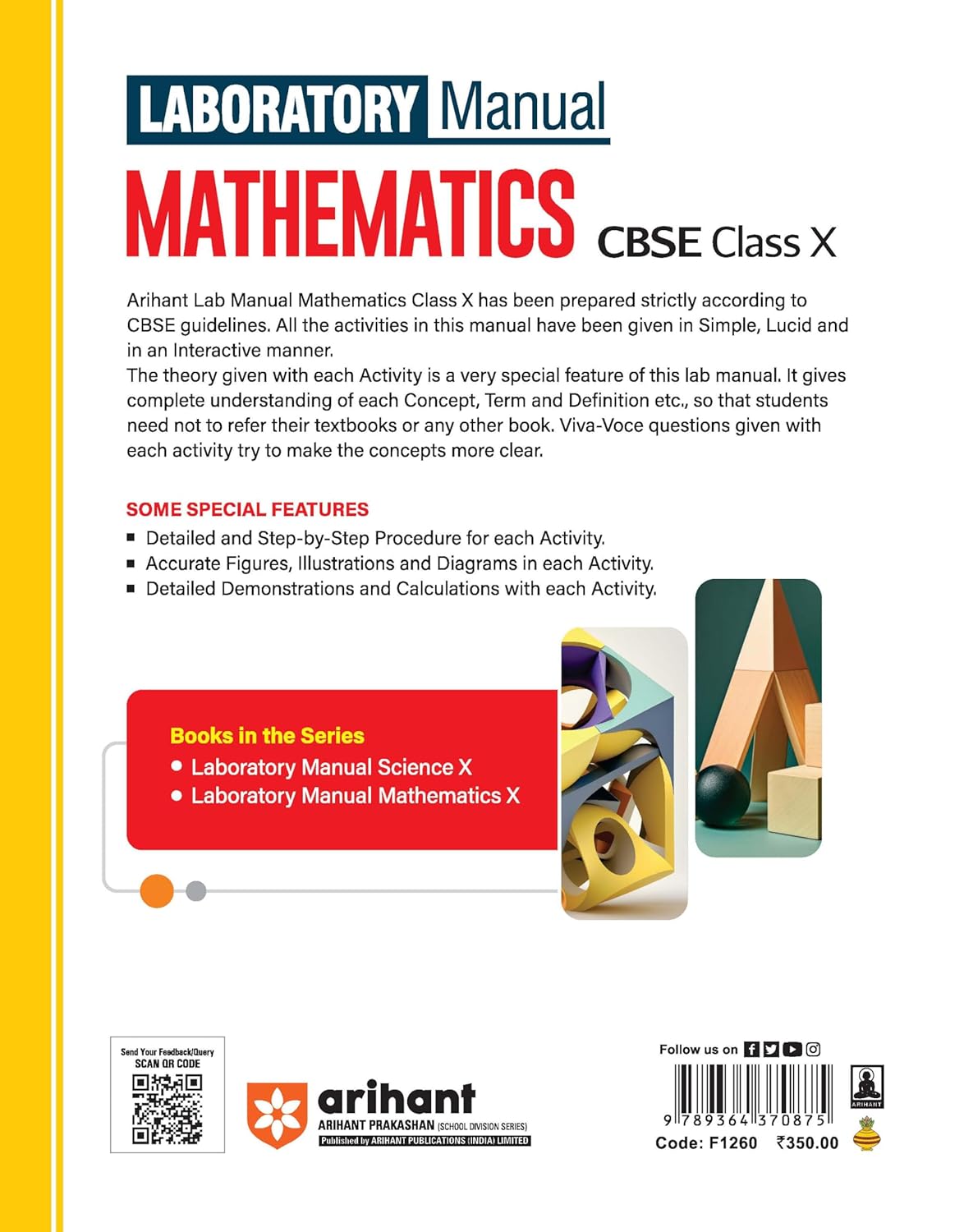 Arihant Laboratory Manual Mathematics for CBSE Class X (10th) | Complete Practical Book with Experiments, Viva Voce Questions & Answers | NCERT Compliant Lab Book (Copy)