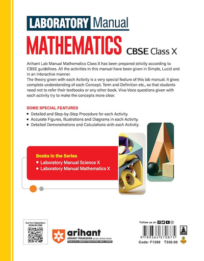 Arihant Laboratory Manual Mathematics for CBSE Class X (10th) | Complete Practical Book with Experiments, Viva Voce Questions & Answers | NCERT Compliant Lab Book (Copy)