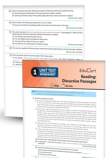 Educart CBSE Question Bank Class 10 English 2025-26 on new Syllabus 2026 (Introducing Unit Test Worksheets)
