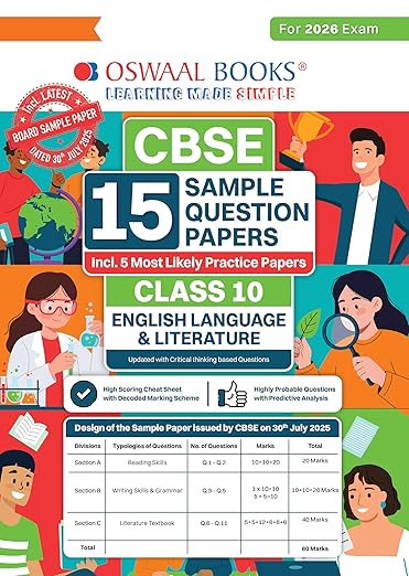 Oswaal CBSE 15 Sample Question Papers Class 10 English Language & Literature | 2026 Board Exam