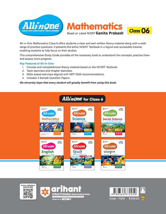 Arihant All in One Mathematics Class 6 for CBSE Exam 2025-26 | Based on the latest NCERT Ganita Prakash | Competency-Based Questions for Class 6 | Complete Study, Complete Practice, Complete Assessment