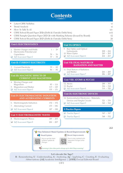 Oswaal CBSE Class 12 Physics Question Bank | Chapter & Topic-wise Solved Papers (2017–2026) | Based on Latest Syllabus (April 2026) | Includes 2026 Papers | For 2027 Exam