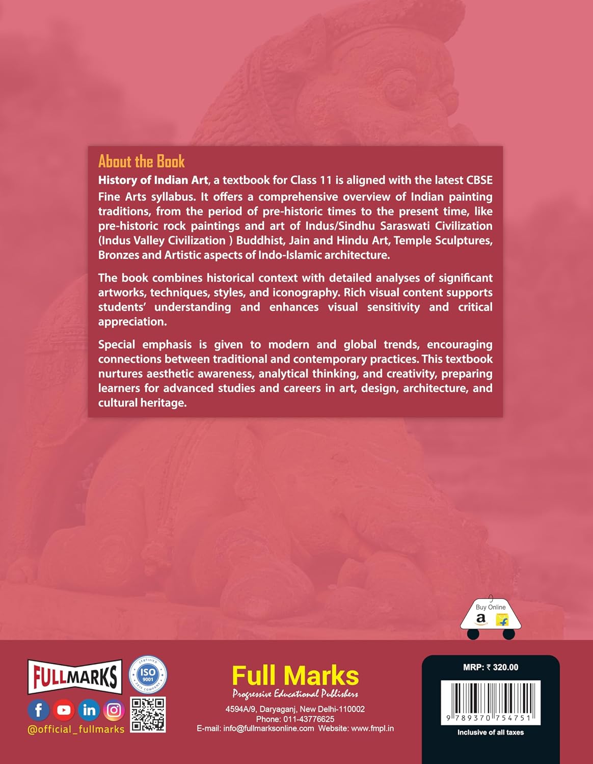 Full Marks History of Indian Art Textbook for Class 11 | Based on Latest Fine Arts CBSE Syllabus | Subject Codes 049, 050, 051 & 052 | 2026-27
