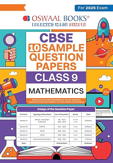 Oswaal Cbse Sample Question Papers Class 9 Mathematics Book (For 2025 Exam)