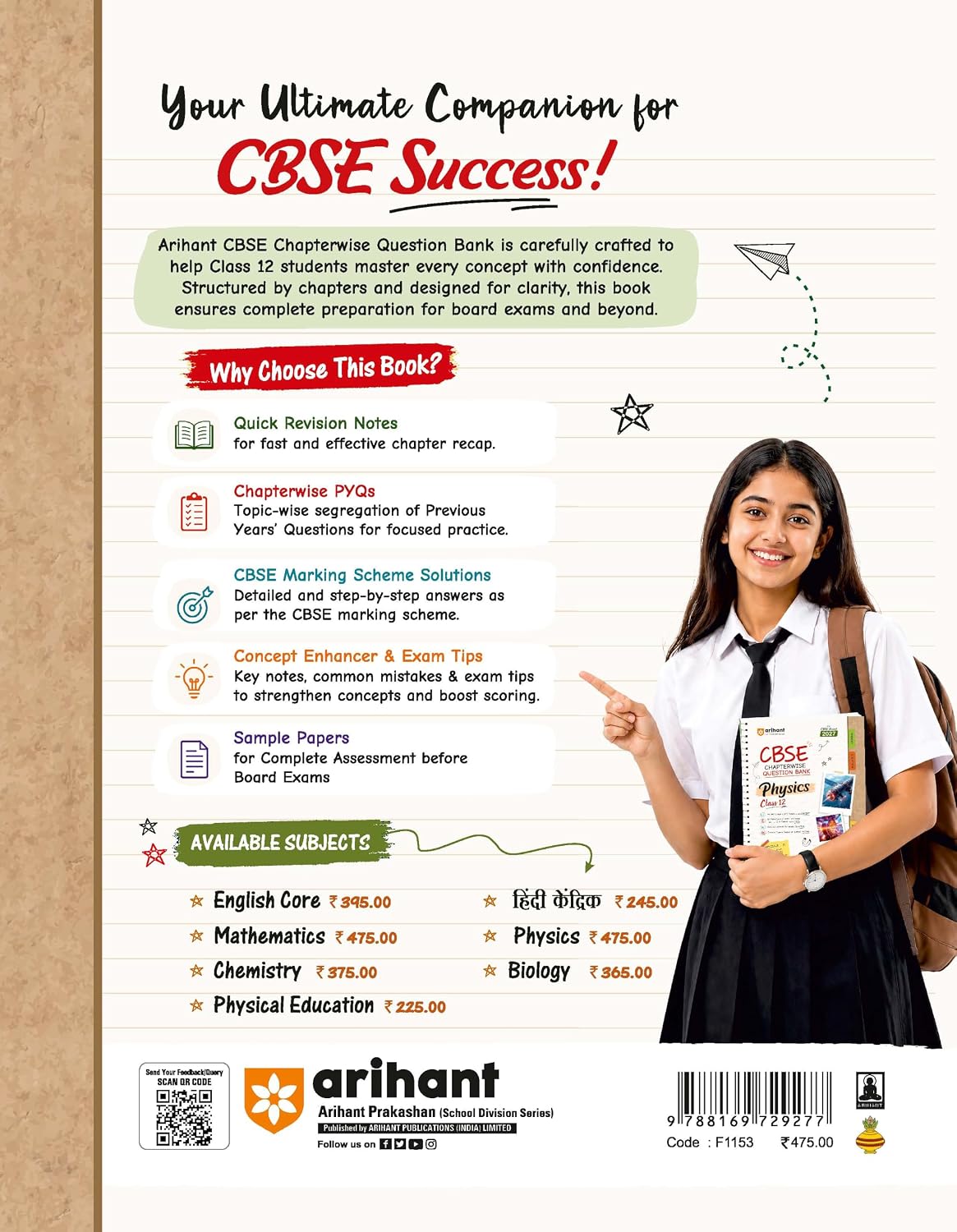 Arihant CBSE Question Bank Class 12 Hindi Kendrik For Board Exam 2027 | Chapterwise PYQs (2026–2016) with Revision Theory, Detailed Solutions, Exam Tips & Sample Papers As per Latest CBSE Syllabus