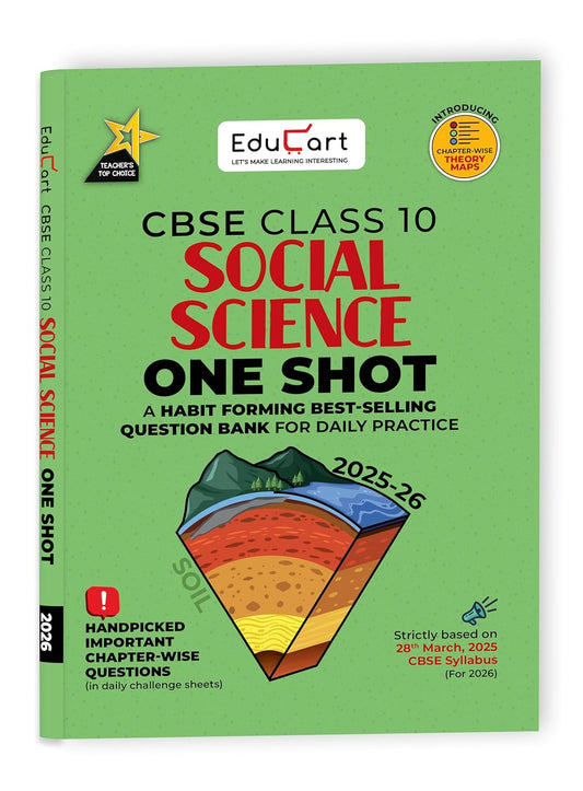 Educart One-shot Social Science CBSE Class 10 Question Bank 2025-26 on new Syllabus 2026 (Strictly for Boards Exam)
