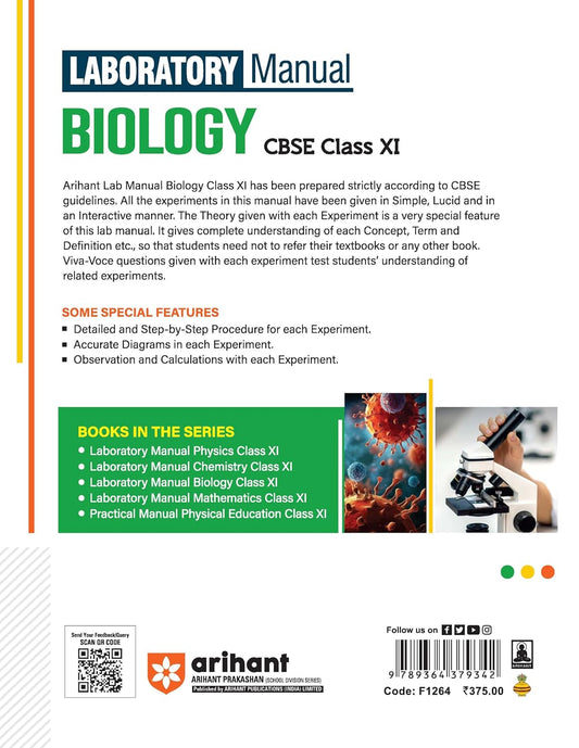 Arihant Biology Lab Manual Class 11 | CBSE Guidelines with Diagrams & Activities