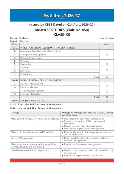Oswaal CBSE Class 12 Business Studies Question Bank | Chapter & Topic-wise Solved Papers (2017–2026) | Based on Latest Syllabus (April 2026) | Includes 2026 Papers | For 2027 Exam