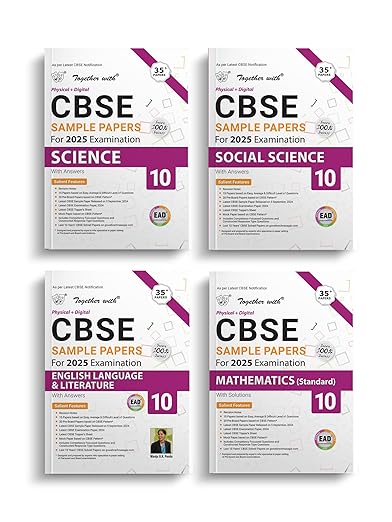 Together With CBSE Sample Papers (EAD) Science, Social Science, English Language Literature & Mathematics (Set of 4 Combo) Class 10 (Physical + Digital) for Board Examination 2025 