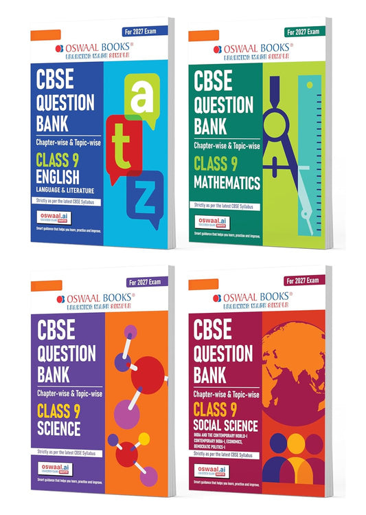 Oswaal CBSE Question Bank English, Mathematics, Science & Social Science Chapter-wise & Topic-wise Class 9 (Set of 4 Books) For 2027 Exam with Competency Based Questions & Comprehensive NCERT coverage
