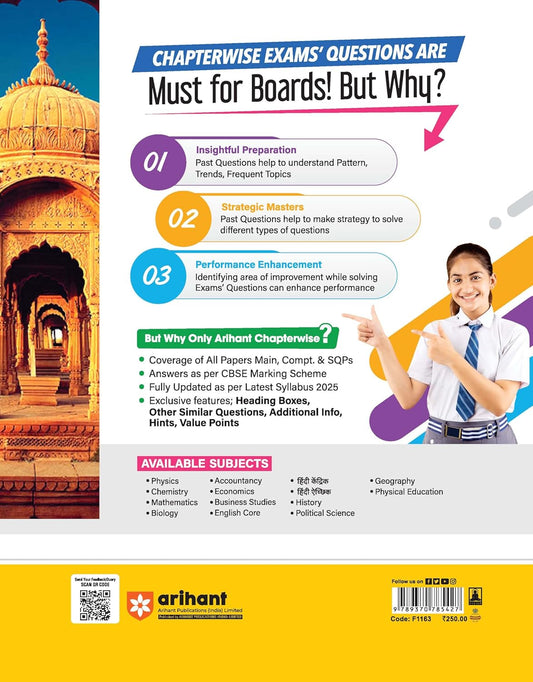 Arihant CBSE Chapterwise Question Bank 2025–2016 for Class 12 History | Latest Syllabus | Includes Solved Papers, Sample Papers, and CBSE Marking Scheme
