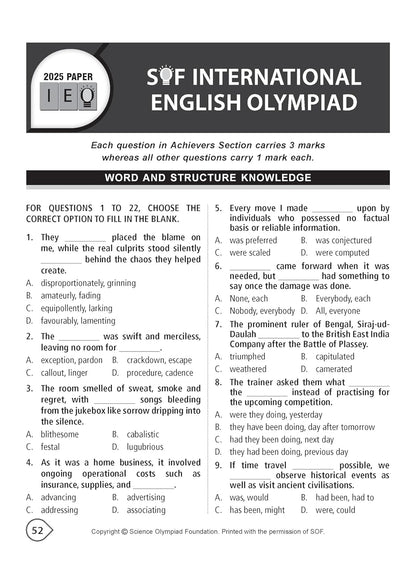 MTG International English Olympiad (IEO) Workbook Class 9 - Chapter-wise MCQs with Achievers Section - SOF Olympiad Books For 2026-27 Exam