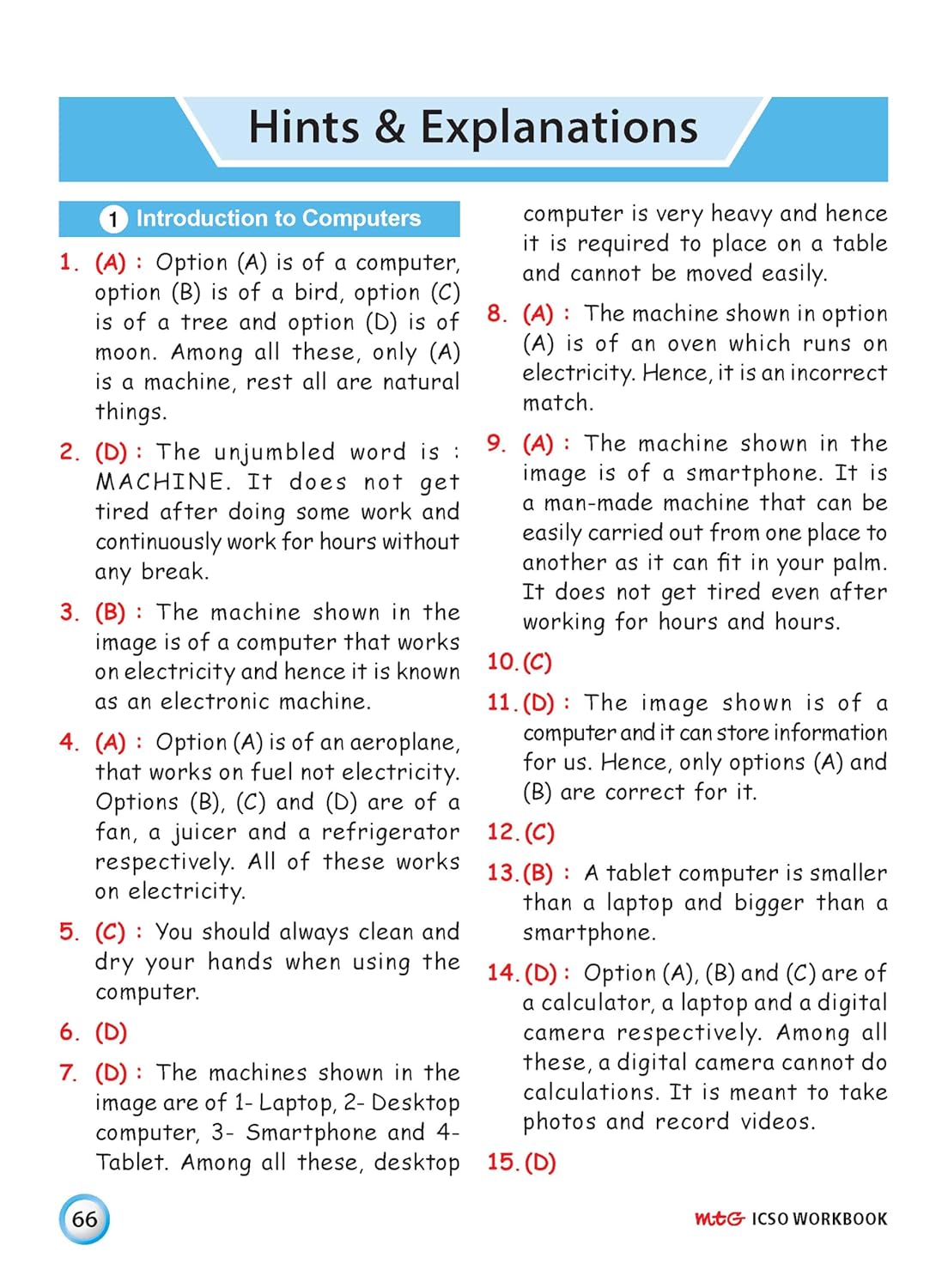 MTG International Computer Science Olympiad (ICSO) Workbook Class 1 - Chapter-wise MCQs, Quick Recap with Achievers Section - SOF Olympiad Books For 2026-27 Exam