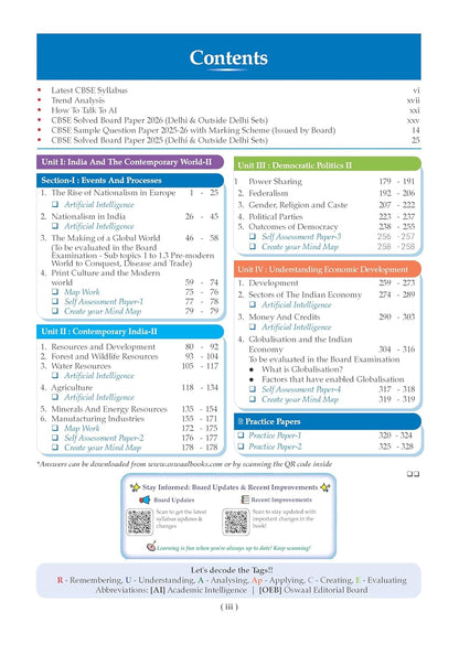 Oswaal CBSE Class 10 Social Science Question Bank | Chapter & Topic-wise Solved Papers (2017–2026) | Based on Latest Syllabus (April 2026) | Includes 2026 Papers | | For 2027 Exam