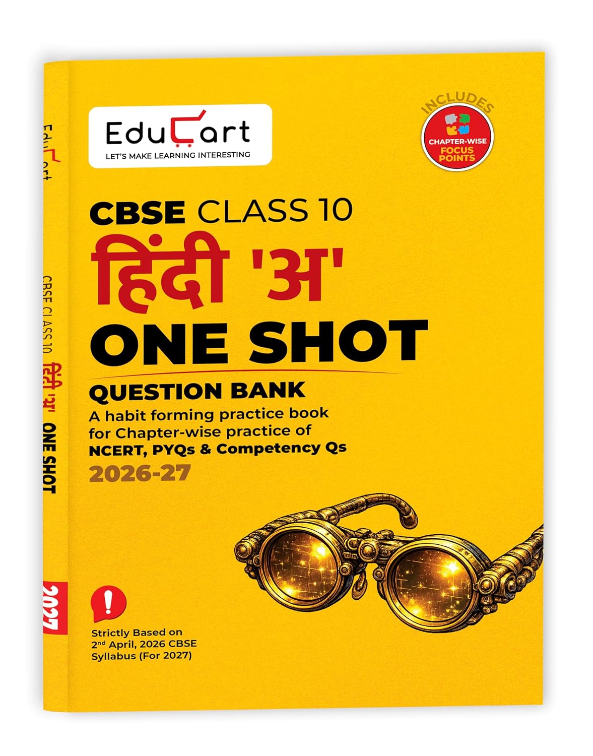 Educart CBSE Class 10 Hindi A One Shot Question Bank 2026–27 | Chapter-wise NCERT Practice, PYQs & Competency-Based Questions | Latest CBSE Syllabus & Board Pattern For 2027 Exam