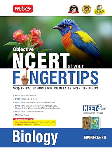 MTG Objective NCERT at your FINGERTIPS Biology For 2025-2026 Exam - NCERT NEET Trend Indicator, HOTS MCQs, Rank Predictor & Notes with HD Pages | NEET Books (Based on NCERT Latest Pattern