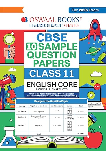 Oswaal Cbse Sample Question Papers Class 11 English Core Book (For 2025 Exam) 