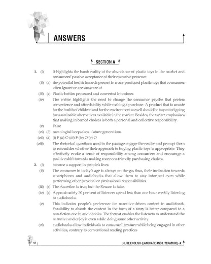 U Like CBSE Class 10 Sample Paper 2027 English Language Literature - 15 Sample Papers with Solutions, Basic Concepts and CBSE Sample Question Paper 2027 (U Like CBSE Sample Papers 2027)