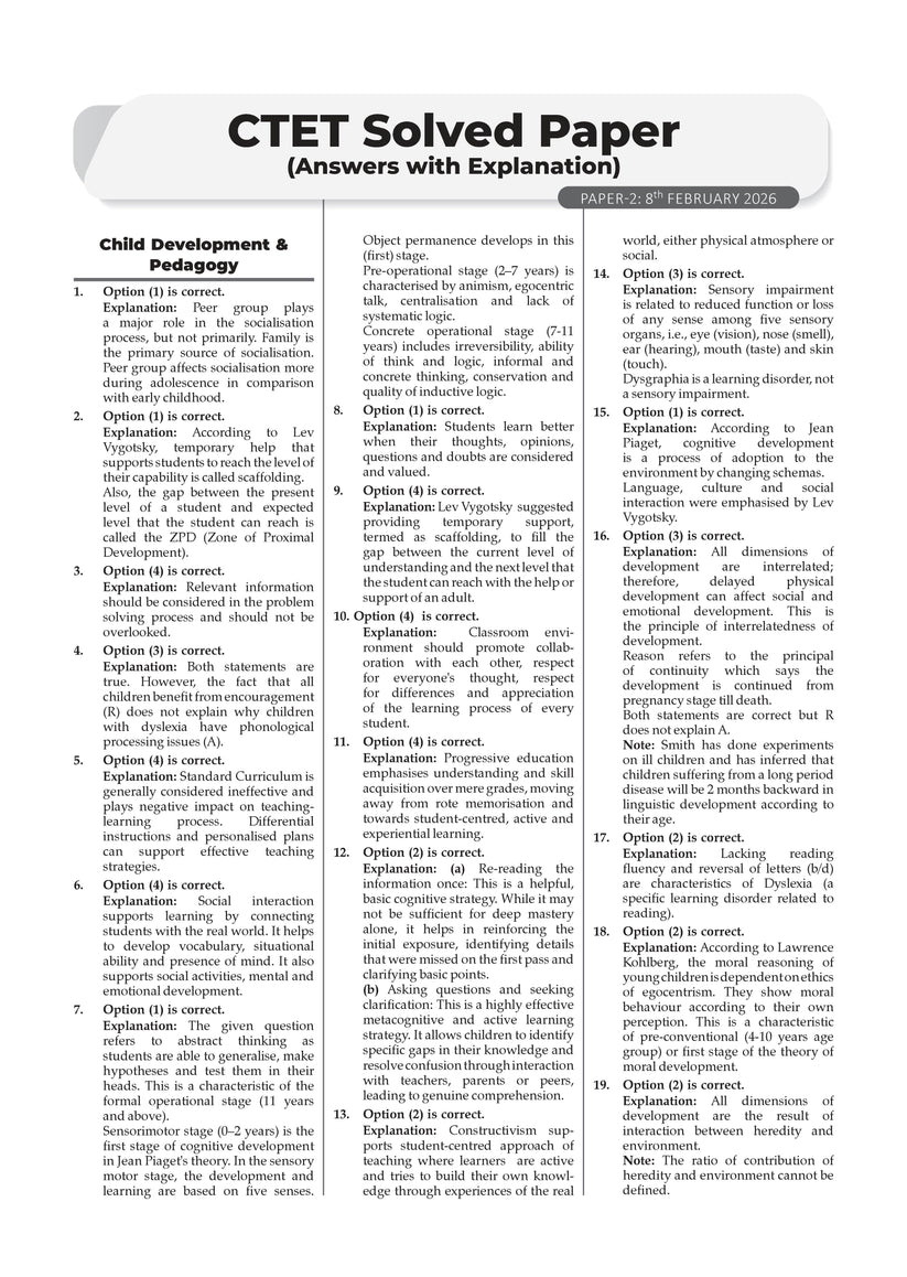 Oswaal CTET 19 Previous Years Solved Papers 2013-2025 | Paper 1(Classes 1-5) & Paper 2(Classes 6-8) | English Medium | CPD, Maths, Social Science, EVS, English & Hindi | Includes Feb 2026 Solved Paper