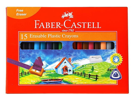 Faber-Castell Erasable Plastic Crayon Set - 70mm, Pack of 1(Assorted)