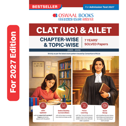 Oswaal CLAT (UG) and AILET | 7 Years' Chapter-wise and Topic-wise Solved Papers | (2020 -2026) | For 2027 Admission Test