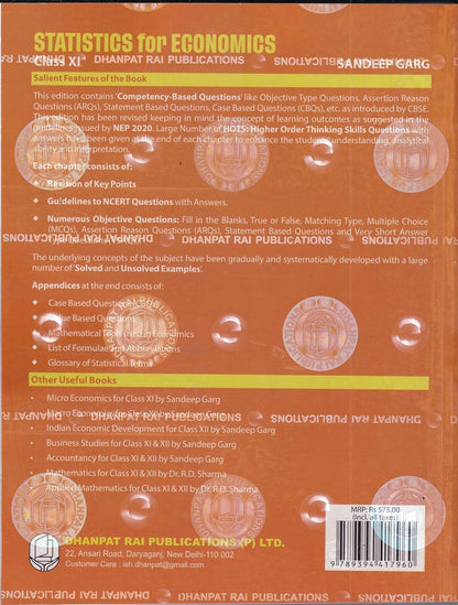 Statistics For Economics Class 11 - CBSE By Sandeep Garg (Examination 2026-27)
