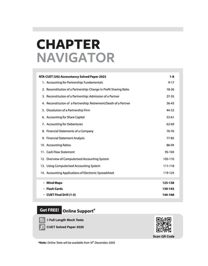 CUET UG 2026 Accountancy | Chapterwise Notes & Question Bank | Based on NTA Pattern | 1000+ NCERT MCQs, Assertion Reason & Case-Based Questions | Chapterwise Mindmaps & Flash Cards | Free Online Digital Support