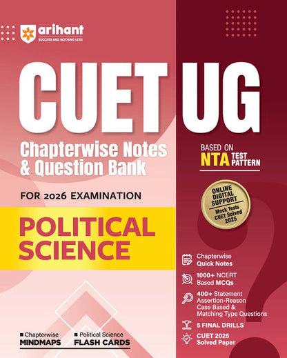 CUET UG 2026 Political Science | Chapterwise Notes & Question Bank | Based on NTA Pattern | 1000+ NCERT MCQs, Assertion Reason & Case-Based Questions | Chapterwise Mindmaps & Flash Cards | Free Online Digital Support