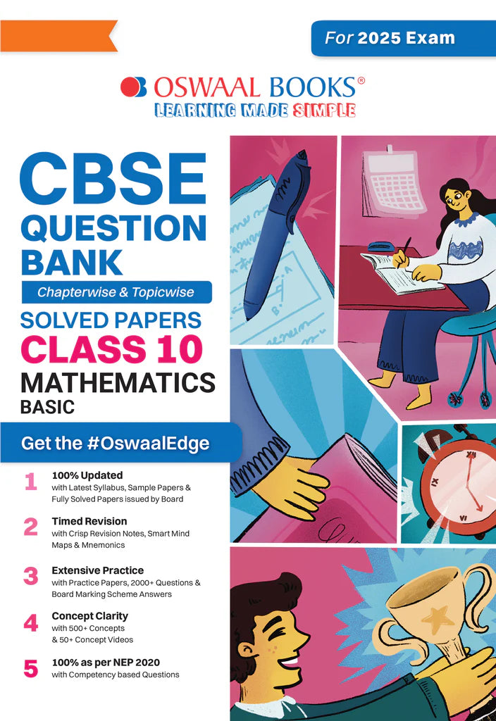 CBSE Question Bank Class 10 Mathematics Basic, Chapterwise And Topicwise Solved Papers For Board Exams 2025 | Oswaal Publication