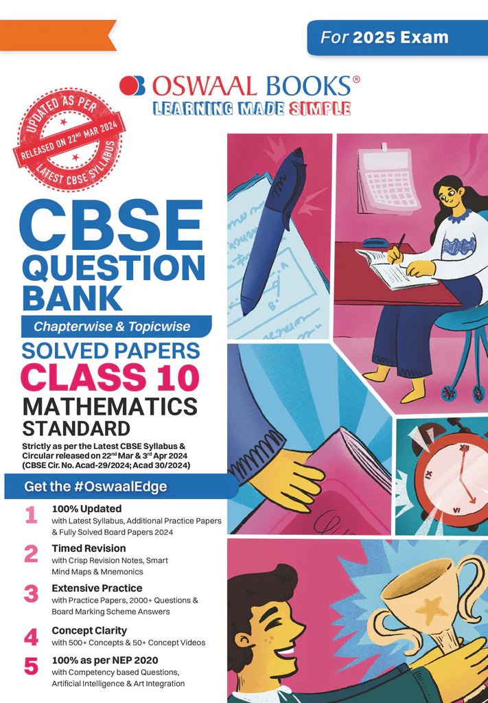 CBSE Question Bank Class 10 Mathematics Standard, Chapterwise And Topicwise Solved Papers For Board Exams 2025 | Oswaal Publication