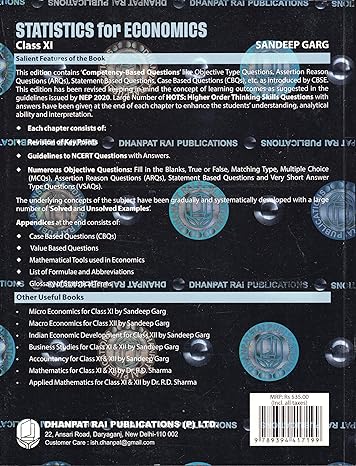 Statistics for economics for class 11th - by Sandeep Garg (2024-25 Examination)