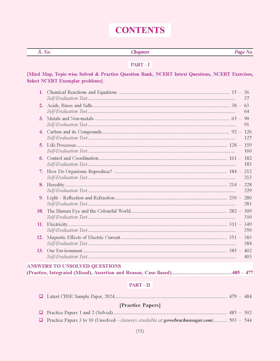 Together with CBSE Question Bank Class 10 Science for 2025 Exam (Chapterwise & Topicwise)