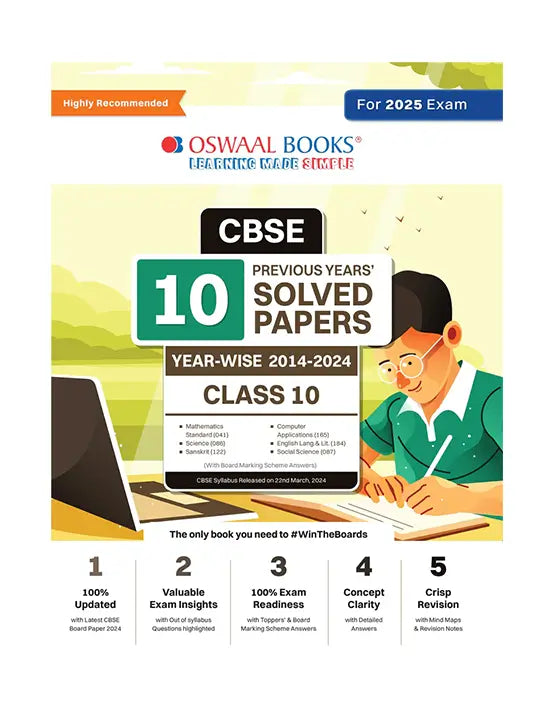 CBSE 10 Previous Years' Solved Papers For Class 10 | Oswaal Publication