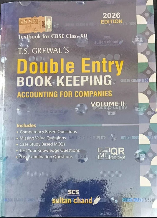 T.S. Grewal Double Entry Book Keeping (Vol.2) Accounting For Companies Textbook for CBSE Class 12 (2026-27 Examination) | ts grewal